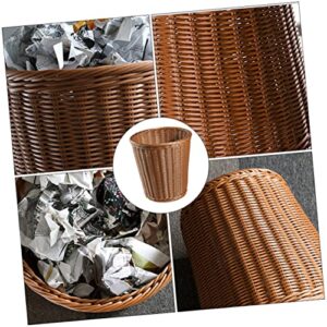 VICASKY 1pc Rattan Trash Can Woven Storage Baskets Seagrass Storage Baskets Decorative Storage Baskets Wicker Garbage Basket Fake Rattan Trash Can Garbage Containers Woven Rubbish Can