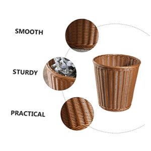 VICASKY 1pc Rattan Trash Can Woven Storage Baskets Seagrass Storage Baskets Decorative Storage Baskets Wicker Garbage Basket Fake Rattan Trash Can Garbage Containers Woven Rubbish Can