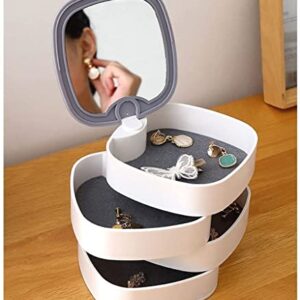 Yalych Jewelry Box Jewelry Boxes Jewelry Box Small Jewelry Box,4-Layer Rotatable Jewelry Storage Box,Portable Jewelry Box with Mirror,Suitable for Ladies and Girls Jewellery case Jewelry Organizer