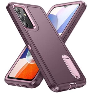 bahahoues for samsung galaxy a14 5g case, samsung a14 phone case with built in kickstand,shockproof/dustproof/drop proof military grade protective cover for galaxy a14 5g (night purple/baby pink)