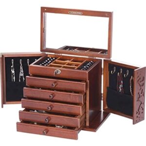 Yalych Jewelry Box Jewelry Boxes Wooden Jewelry Box With Lock Chinese Style Jewellery Boxes Bracelet Necklace Earrings Ring Storage Box Jewelry Storage jewellery case Jewelry Organizer