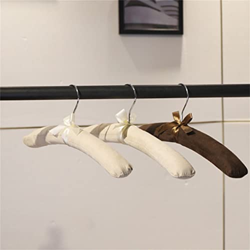 N/A Satin Upholstered Hanger Wooden Sponge Coat Cloth Hanger ( Color : Beige , Size : 38.5*17cm )