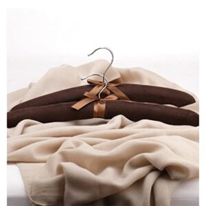 N/A Satin Upholstered Hanger Wooden Sponge Coat Cloth Hanger ( Color : Beige , Size : 38.5*17cm )