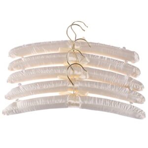 n/a 5pcs 38cm beige/white satin padded top hanger clothes coat hanger gold hooks ( color : onecolor , size : 38cm )