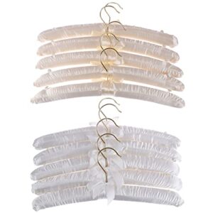 N/A 5pcs 38cm Beige/White Satin Padded Top Hanger Clothes Coat Hanger Gold Hooks ( Color : OneColor , Size : 38cm )