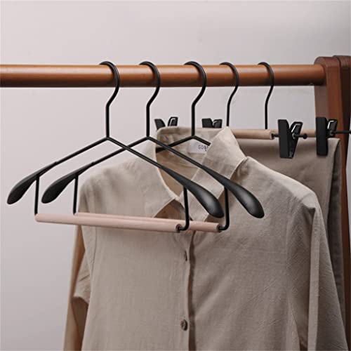 N/A Wooden Hangers Metal Suit Hangers Wide Shoulders and Trousers bar Hangers Wardrobes Storage Racks