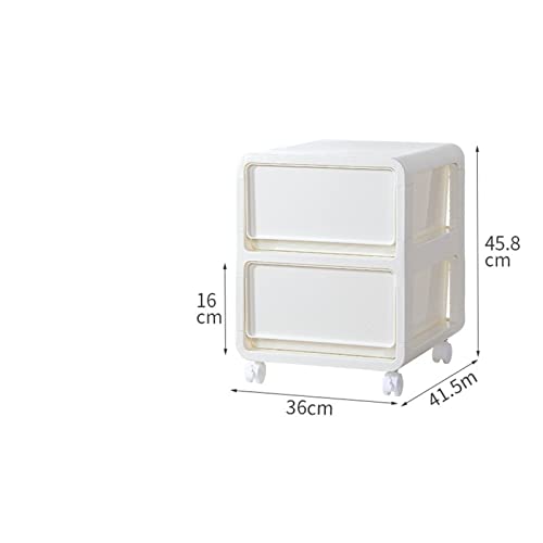 HIGOH Bedside Table Wheeled Bedside Drawer Cabinet Bedside Cabinet Bathroom Living Room Snack Kitchen Storage Plastic Storage Cabinet Nightstand