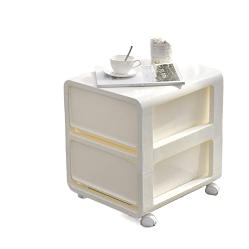 HIGOH Bedside Table Wheeled Bedside Drawer Cabinet Bedside Cabinet Bathroom Living Room Snack Kitchen Storage Plastic Storage Cabinet Nightstand