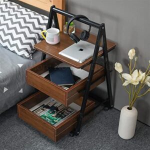 HIGOH Bedside Table Simple Mobile with Locker Side Corner Table Small Coffee Table Sofa Side Table Lazy Bedside Table
