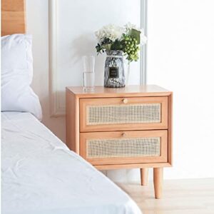 HIGOH Bedside Table Solid Wood Bedside Table Bedside Table Corner Desk Bedroom Drawer Apartment Locker Magazine Bookcase Rack