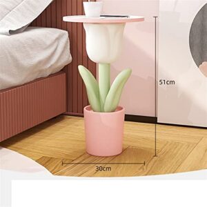 YUZZI Bedroom Table Tulip Coffee Table Bedside Ins Wind Sofa Cute Bedside Table Resin Flower Living Room Small Round Table