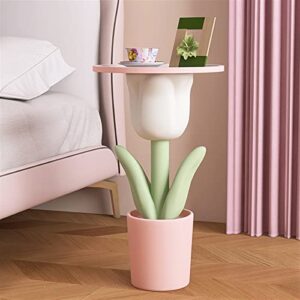 YUZZI Bedroom Table Tulip Coffee Table Bedside Ins Wind Sofa Cute Bedside Table Resin Flower Living Room Small Round Table