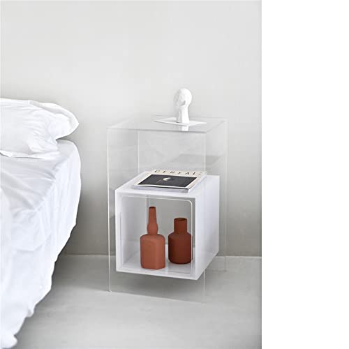 HIGOH Bedside Table Transparent Home Bedroom Auxiliary Furniture Bedroom Bedside Table Multi-Layer Bedside Table Rack Shower Room Table (Color : Colour3)