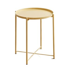 higoh bedside table sofa coffee table living room side table bedside iron round table bedside table (color : camel)