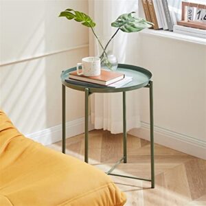 HIGOH Bedside Table Sofa Coffee Table Living Room Side Table Bedside Iron Round Table Bedside Table (Color : Camel)