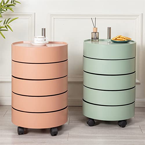 YUZZI Bedroom Table Mobile Bedside Table, Round Desk, Locker, Simple Cosmetics, Locker, Furniture, Bedroom (Color : 1)