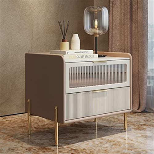 HIGOH Bedside Table Bed Head Cabinet Easy Storage Bed Leather Smart Side Cabinet Bedroom