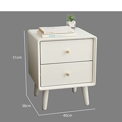 HIGOH Bedside Table Mobile Nightstands Solid Wood Bedroom White Bedside Comfortable Bedside Cabinet Storage Furniture