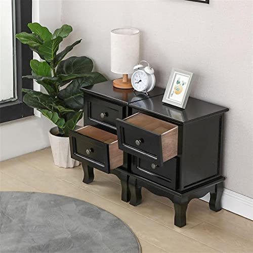 HIGOH Bedside Table Bedside Table Two Drawers Mini Practical Cabinet Beauty Bedroom Nightstands Saving Space Bedroom Furniture