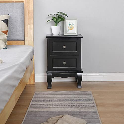 HIGOH Bedside Table Bedside Table Two Drawers Mini Practical Cabinet Beauty Bedroom Nightstands Saving Space Bedroom Furniture