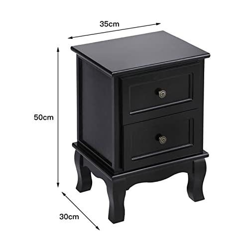 HIGOH Bedside Table Bedside Table Two Drawers Mini Practical Cabinet Beauty Bedroom Nightstands Saving Space Bedroom Furniture