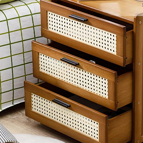 HIGOH Bedside Table Drawer Design Narrow Table Console Bedside Table Mesh Breathable Coffee Table Two-Way Sliding Door Bedroom Furniture