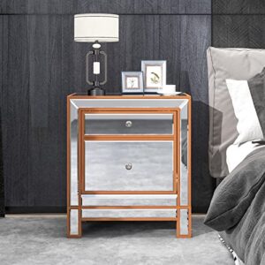 HIGOH Bedside Table Bedside Table with Two lockers and knobs for Living/Bedroom use