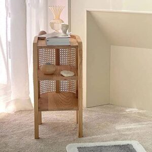 HIGOH Bedside Table Bedside Table Simple Storage Small Side Cabinet Furniture Woven Locker