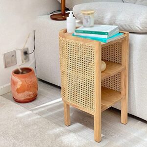 HIGOH Bedside Table Bedside Table Simple Storage Small Side Cabinet Furniture Woven Locker