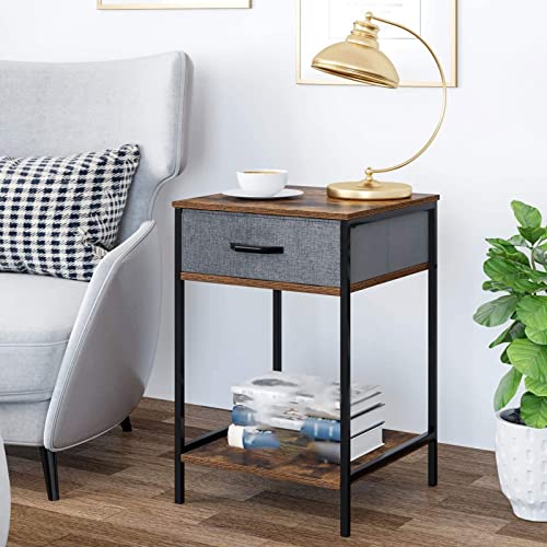 HIGOH Bedside Table Bedside Table Bedside Table with Drawer Locker Shelf Bedside Table for Bedroom Living Room