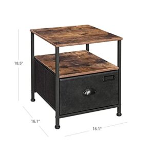 HIGOH Bedside Table Bedside Table, 3-Tier Bedside Table with Drawers, 2 Shelves, Dresser with Fabric Drawers