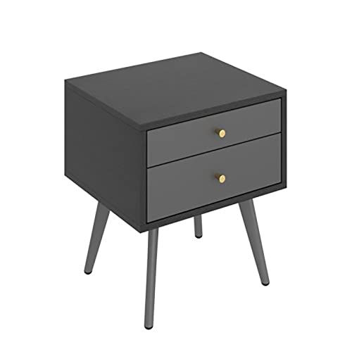 HIGOH Bedside Table Bedside Table Modern Nightstands Black Steel Legs Wooden Bed Side Table Storage Cabinet Retro Living Room Small Cabinets