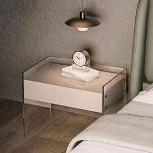 HIGOH Bedside Table Light Luxury Acrylic Nightstands Modern Minimalist Bedroom Furniture Creative Nordic Home Bedside Table Storage Side Cabinet (Color : Apricot-60cm)