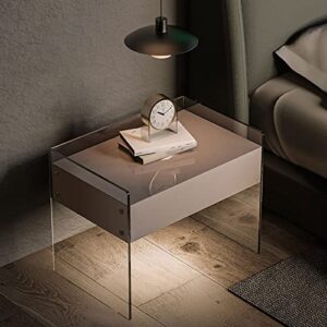 HIGOH Bedside Table Light Luxury Acrylic Nightstands Modern Minimalist Bedroom Furniture Creative Nordic Home Bedside Table Storage Side Cabinet (Color : Apricot-60cm)