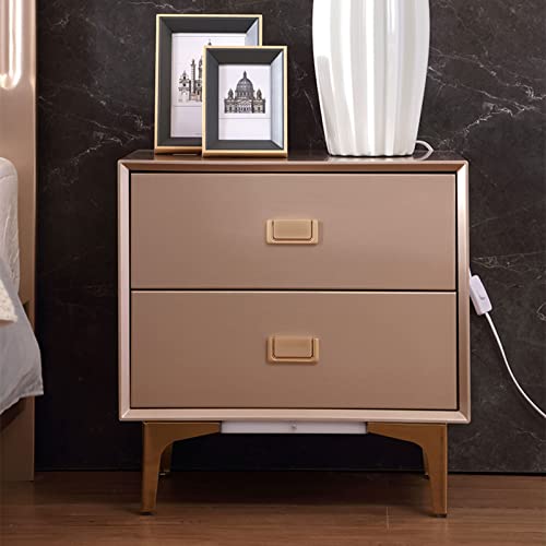 HIGOH Bedside Table Modern Minimalist Nightstands Bedroom Furniture Smart with Lamp Fashion Bedside Table Light Luxury Designer Storage Cabinet