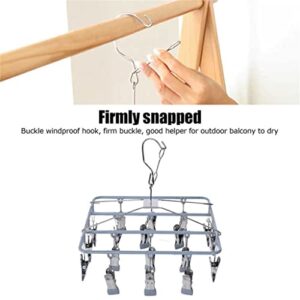LIUZH Windproof Clothes Drying Rack with 18 Clips Non-Slip Stainless Steel Socks Underwear Laundry Hanger