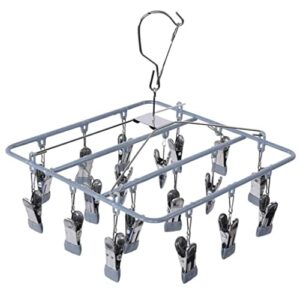 liuzh windproof clothes drying rack with 18 clips non-slip stainless steel socks underwear laundry hanger