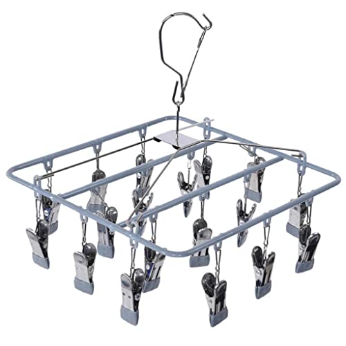 LIUZH Windproof Clothes Drying Rack with 18 Clips Non-Slip Stainless Steel Socks Underwear Laundry Hanger