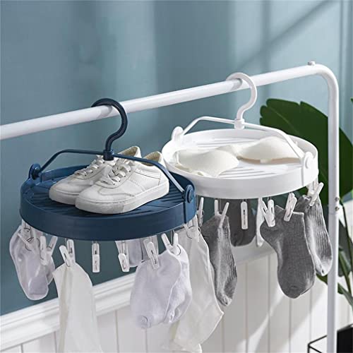 LIUZH Round Two-Way Foldable Clothes Hanger Underwear Socks Multi-Purpose 360-degree rotatable 18 Clip Clothes Rack ( Color : OneColor , Size : 18 Clips )