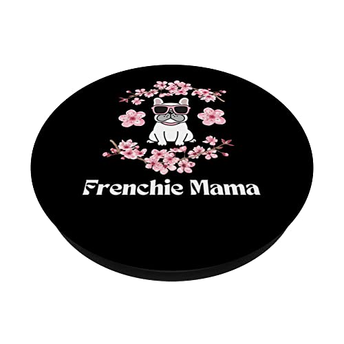 French Bulldog Mom Fur Mama Women's Pink Flowers Sakura PopSockets Swappable PopGrip