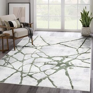 abani atlas 5'x8' green/grey area rug, contemporary web - durable non-shedding - easy to clean