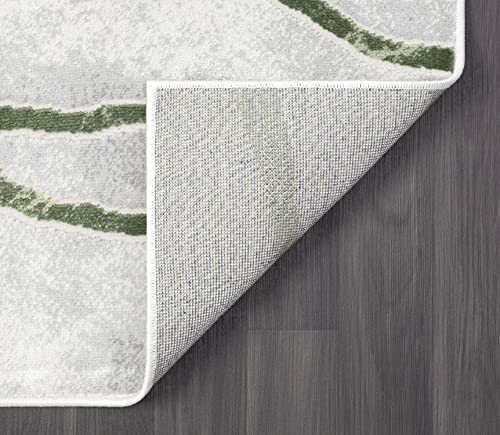 Abani Atlas 5'x8' Green/Grey Area Rug, Contemporary Web - Durable Non-Shedding - Easy to Clean