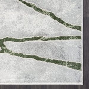 Abani Atlas 5'x8' Green/Grey Area Rug, Contemporary Web - Durable Non-Shedding - Easy to Clean