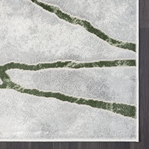 Abani Atlas 5'x8' Green/Grey Area Rug, Contemporary Web - Durable Non-Shedding - Easy to Clean