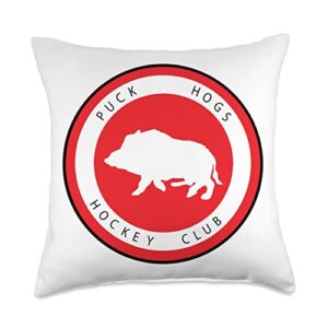 phhc puck hogs hockey club throw pillow, 18x18, multicolor