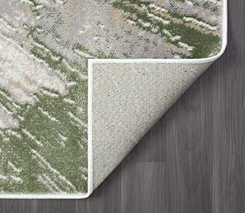 Abani Atlas 8'x10' Green/Grey Area Rug, Abstract Splash - Durable Non-Shedding - Easy to Clean