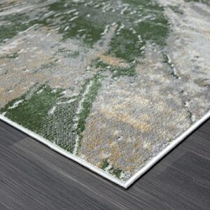 Abani Atlas 8'x10' Green/Grey Area Rug, Abstract Splash - Durable Non-Shedding - Easy to Clean