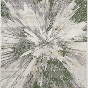 Abani Atlas 8'x10' Green/Grey Area Rug, Abstract Splash - Durable Non-Shedding - Easy to Clean