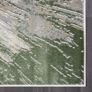 Abani Atlas 8'x10' Green/Grey Area Rug, Abstract Splash - Durable Non-Shedding - Easy to Clean