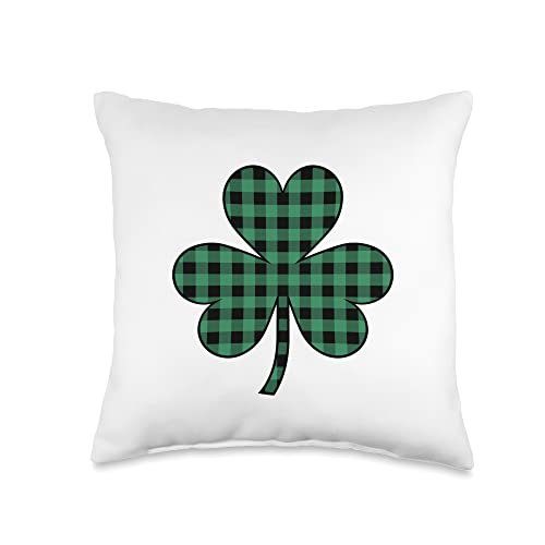 Saint Patricks Day Shirts 4U St Patricks Day Shirt Irish Women Men Plaid Graphic Shamrock Throw Pillow, 16x16, Multicolor